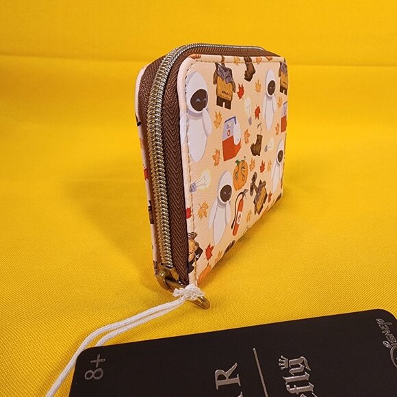 Loungefly Disney Pixar WALL-E & Eve Fall Autum Leaf Pumpkin Icons Zipper Wallet - Picture 3 of 13